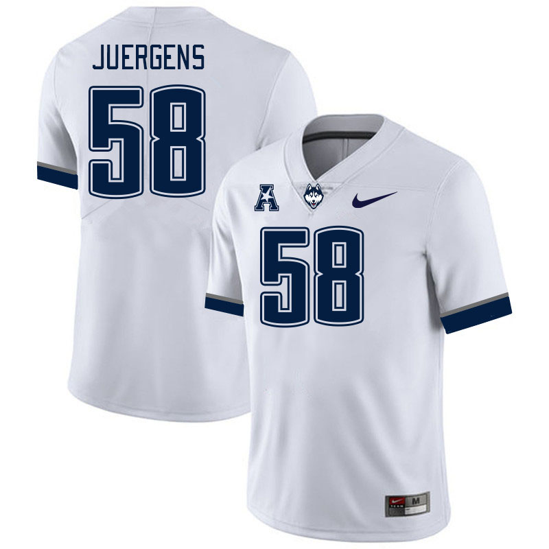 Men #58 Kyle Juergens Connecticut Huskies College Football Jerseys Stitched Sale-White